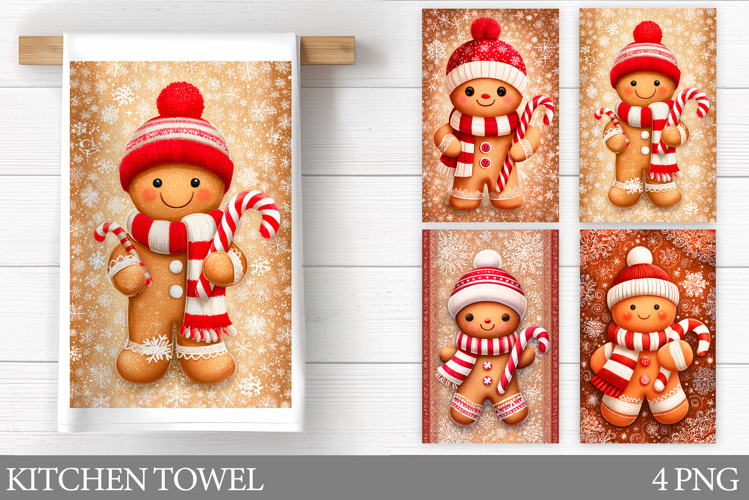 Gingerbread Kitchen Towel. Christmas Kitchen Towel Design