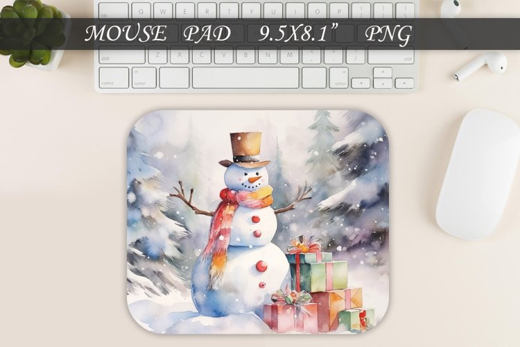 Christmas mouse pad with snowman, Winter mousepad design
