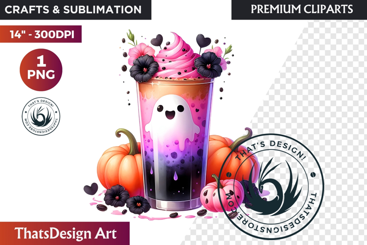Pastel Goth Halloween Drinks - Kawaii Spooky Clipart PNG
