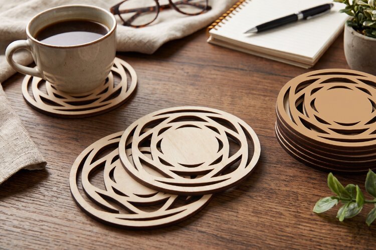 Round Monogram Coaster SVG - Laser Cut Blank Ornament File example image 1