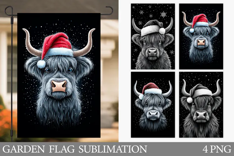 Christmas Cow Garden Flag. Christmas Garden Flag Design