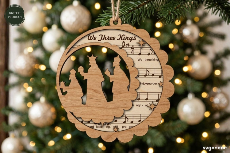 Nativity Sheet Music Ornament Laser Cut | Glowforge | SVG