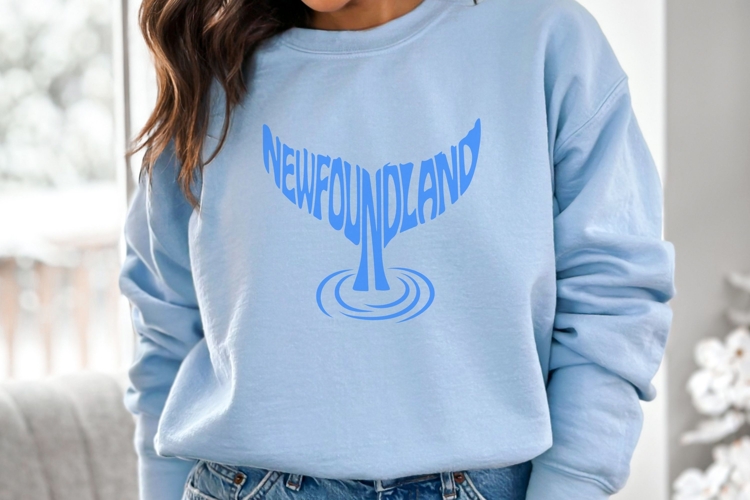 Newfoundland word art in the Shape of a whale tail SVG Cut