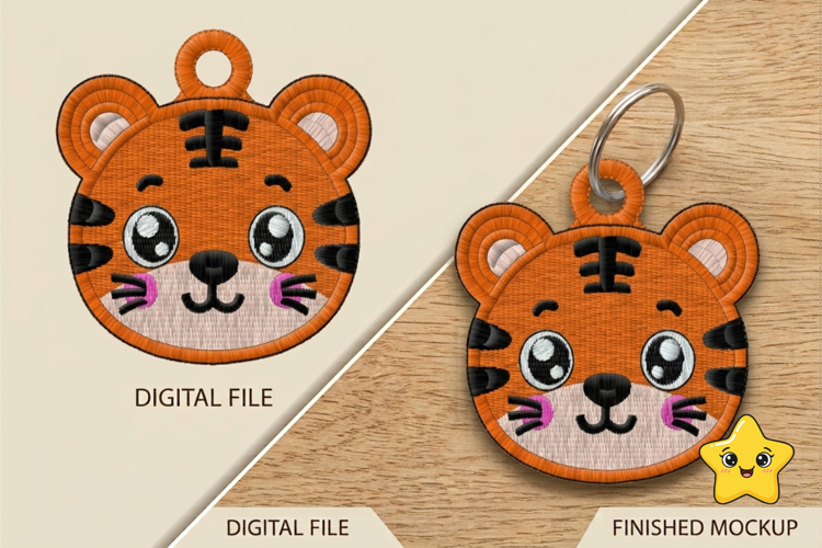 Cute Tiger Keychain Embroidery Design
