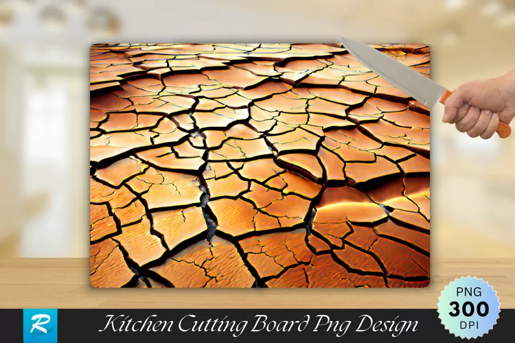 Cracked Earth Cutting Board Sublimation Design