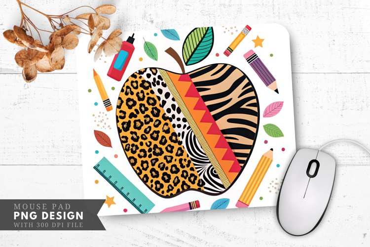 Funky Apple Adventure with Animal Prints Mouse Pad PNG