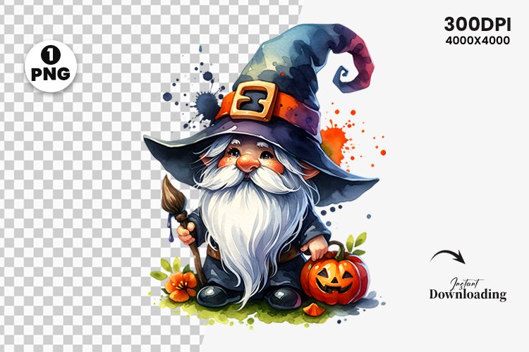 Halloween Gnome Clipart, Halloween Sublimation, Gnome Witch example image 1