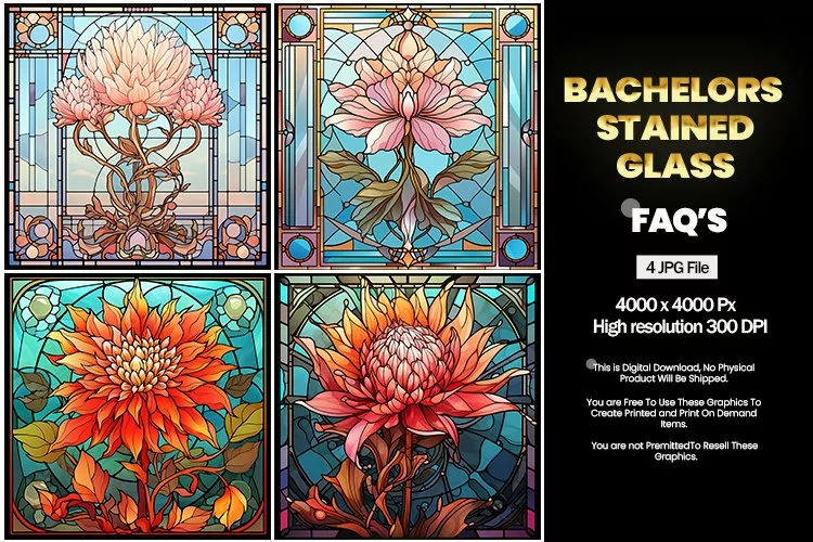 Stained Glass Bachelors Square Coaster - 04 Variations