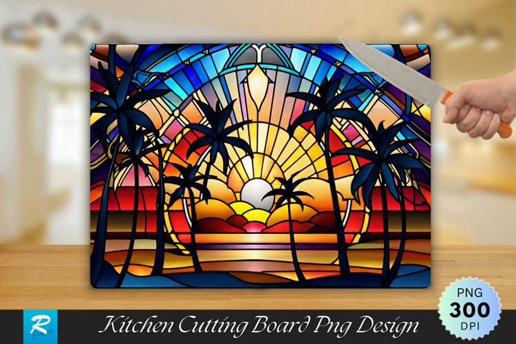 Sunset Stained Cutting Board Sublimation Design