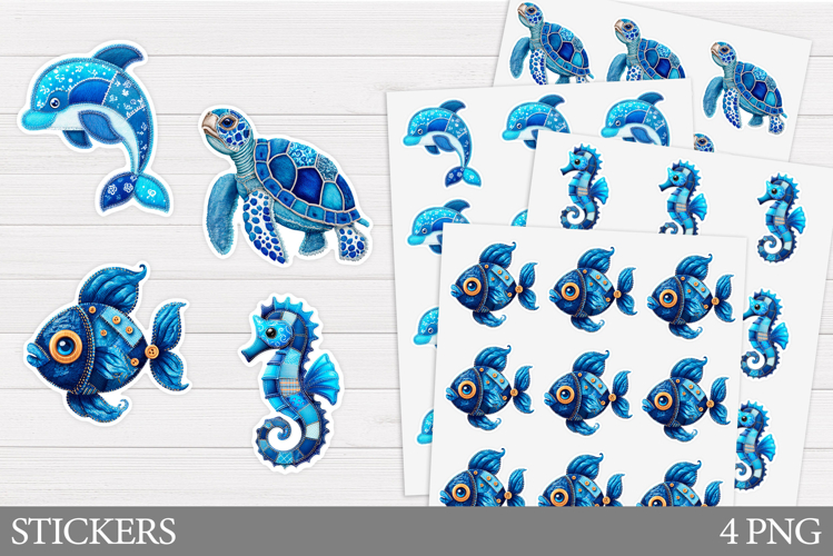 Denim Stickers Printable. Denim Animals Stickers Design
