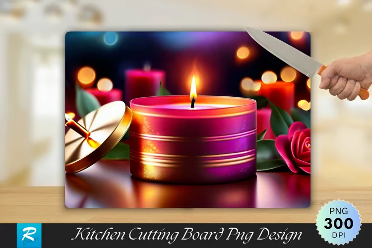 Burning Candle Background Cutting Board sublimation Design