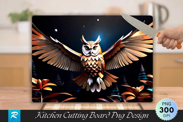3D Owl Cutting Board Sublimation Design