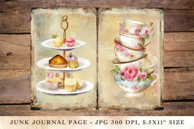 Printable Junk Journal Pages tea and cake party 2