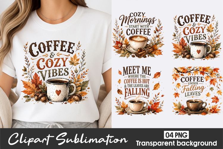 Coffee Cozy Vibes Clipart Sublimation PNG