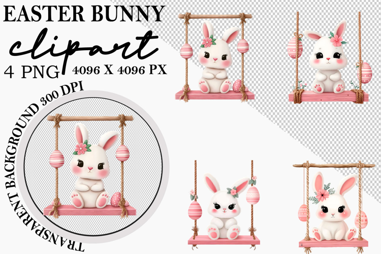 Watercolor Easter Bunny Clipart PNG