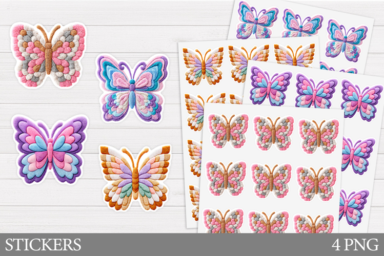 Yarn Butterfly Sticker Design. Butterfly Sticker Printable