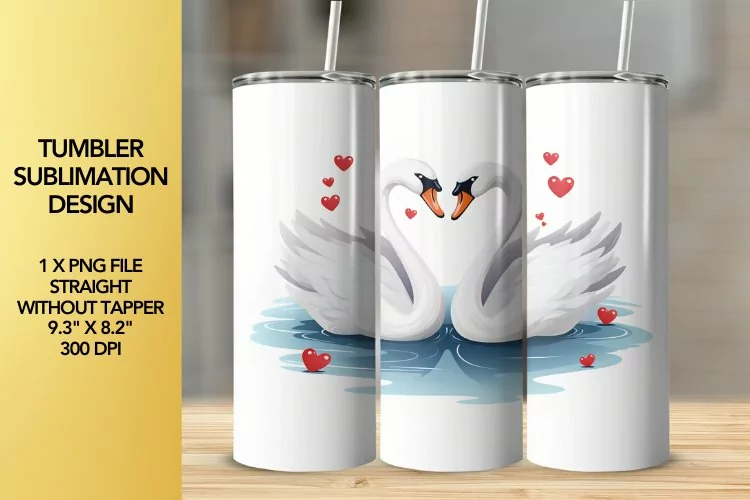 Swans Tumbler Sublimation Design