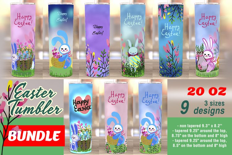 Easter Bundle Tumbler Sublimation. Skinny 20 oz Tumbler Wrap example image 1