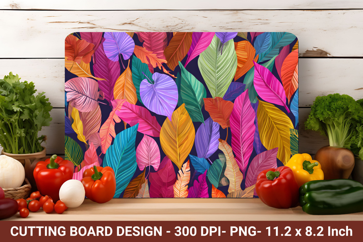 Colorful Tropical Leaves Cutting Board | Cutting Board Png
