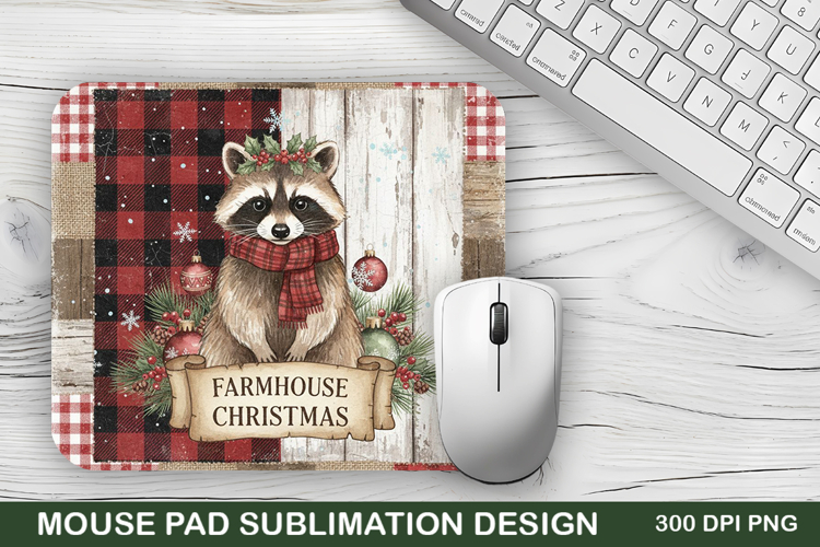 Christmas Raccoon Mouse Pad Sublimation - Christmas Design