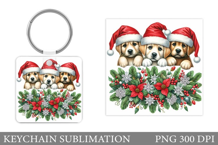 Christmas Dogs Keychain. Christmas Keychain Sublimation example image 1