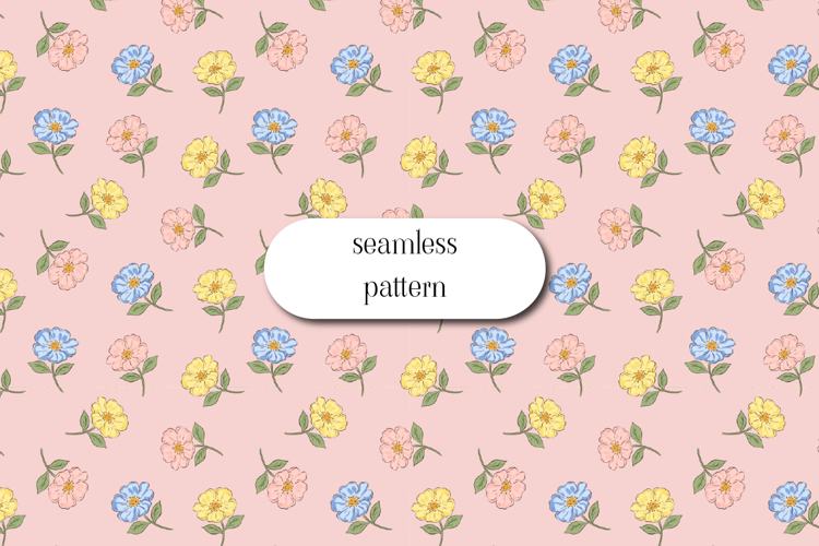 Pastel Wildflower Seamless Pattern, Cute Floral Design