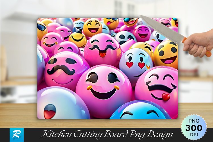 Funny Emojis Cutting Board Sublimation Design example image 1
