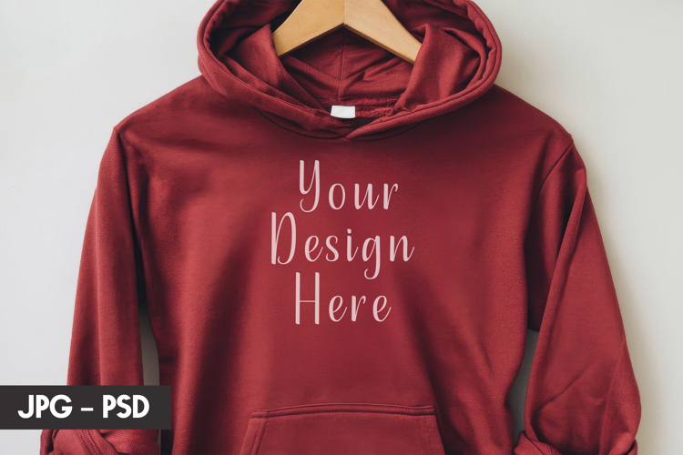 Red Hoodie psd jpeg mockup