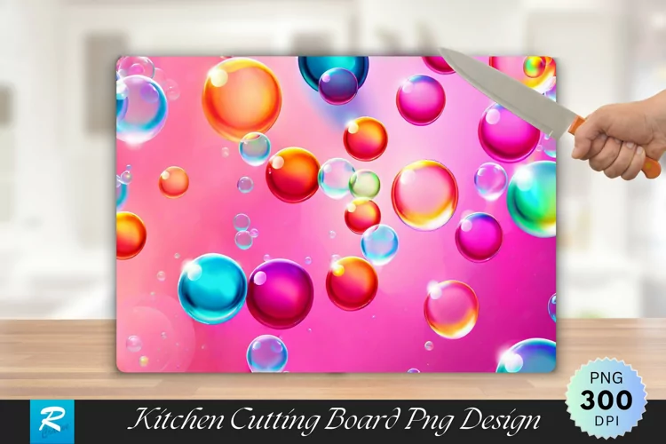 Vibrant Bubble Cutting Board Sublimation Design