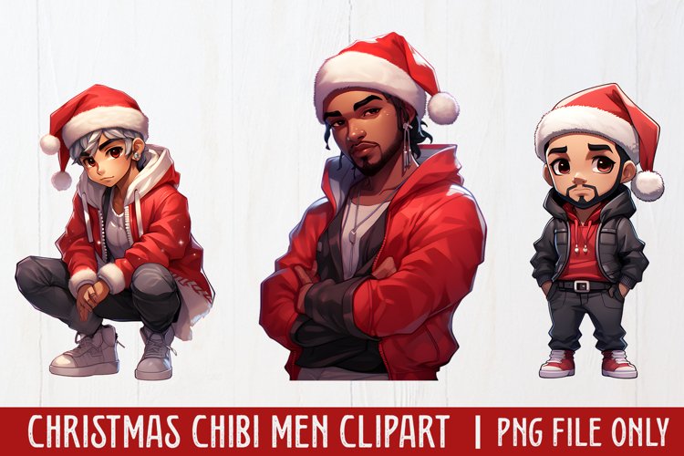 Christmas Chibi Men Clipart Sublimation