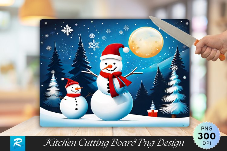 Santa   Snowman Playful Cutting Board PNG Design