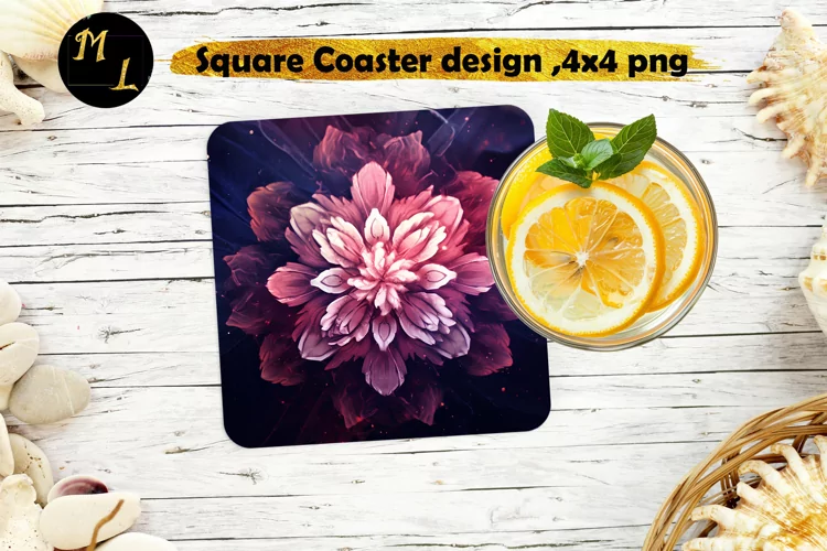 Flowers Coaster sublimation, Flowers Square Coaster design