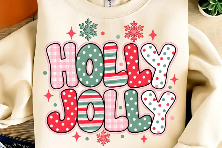 Holly Jolly PNG, Coquette Merry Christmas PNG, Christmas PNG