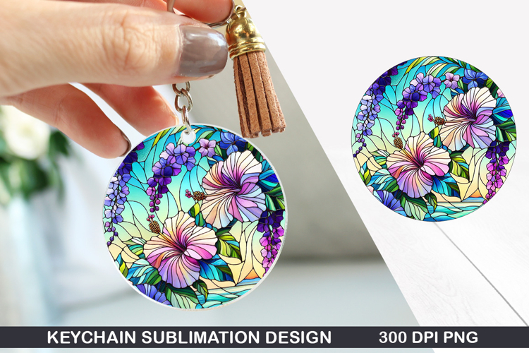 Flower Keychain Sublimation - Summer Keychain PNG Design