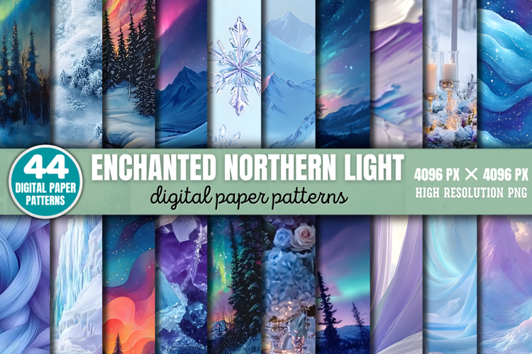 Enchanted Northern Light Backgrounds Bundle PNG