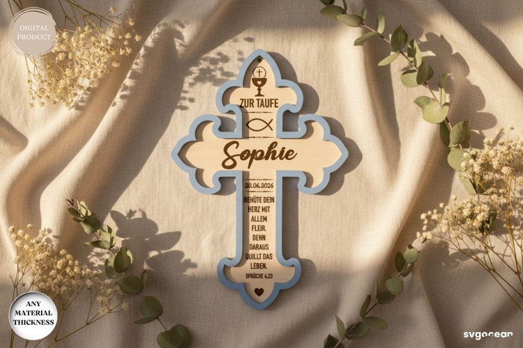 First Communion Cross Laser Cut | Custom Name Cross | SVG