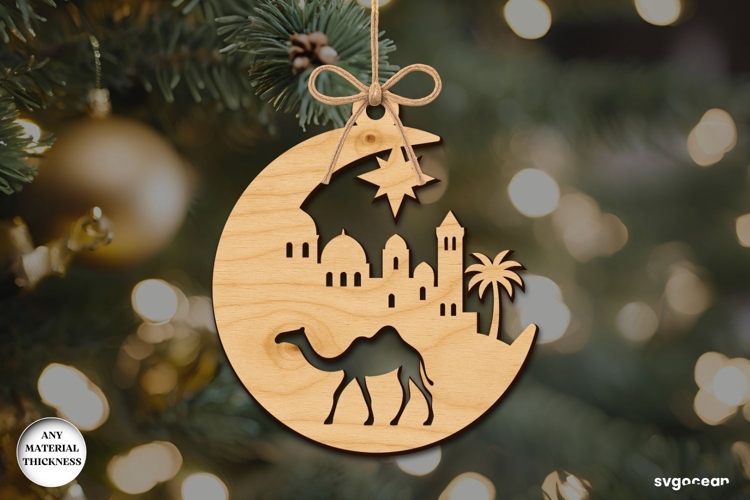 Nativity Moon Ornament Laser Cut | Glowforge | SVG
