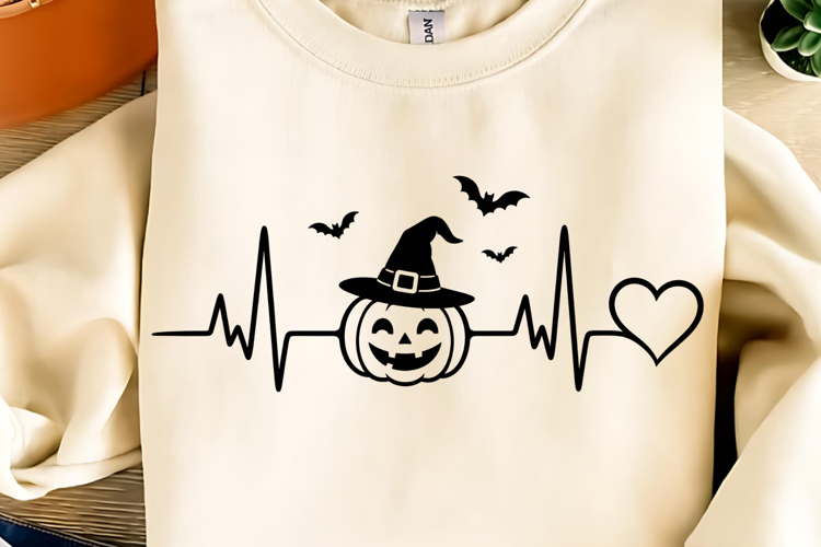Halloween Heartbeat PNG, Pumpkin Heartbeat PNG, Spooky PNG