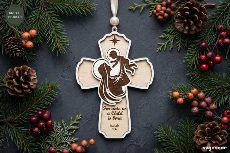 Christian Cross Ornament Laser Cut | Glowforge | SVG