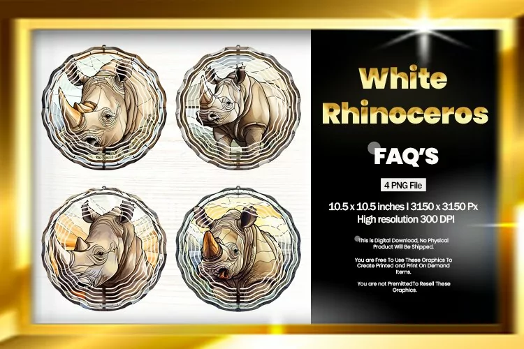 White Rhinoceros Wind Spinner Sublimation - 04 Variations