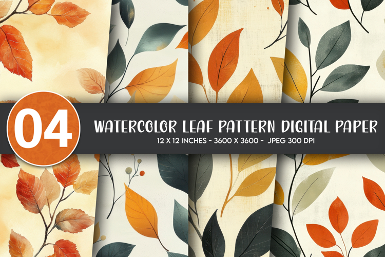 Watercolor Leaf Digital Paper