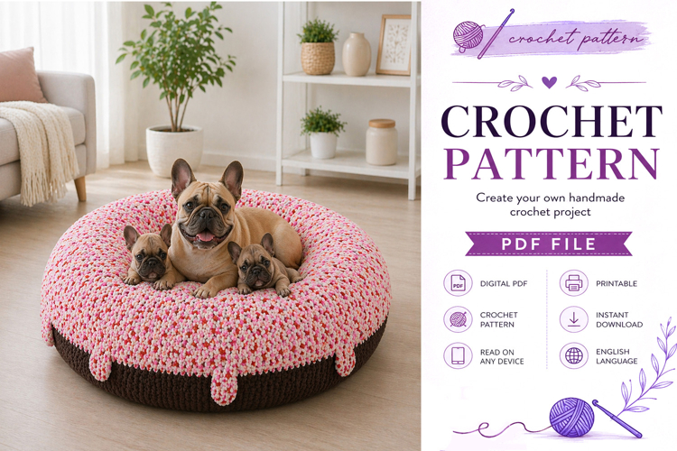 Donut Pet Bed Crochet Pattern PDF
