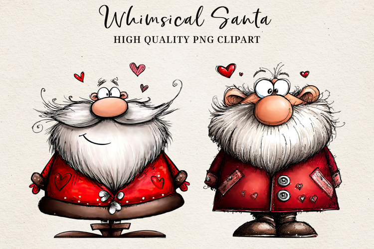 Whimsical Santa Clipart | Cute Christmas Santa PNG
