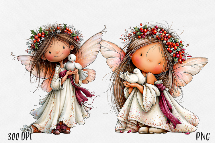Christmas Fairy PNG, Cute Winter Fairy Girl Clipart