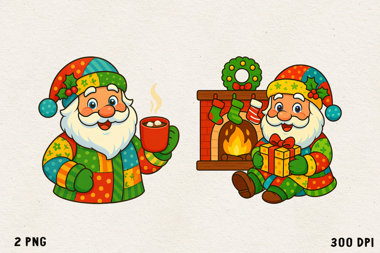 Patchwork Christmas Clipart | Cute Holiday PNG