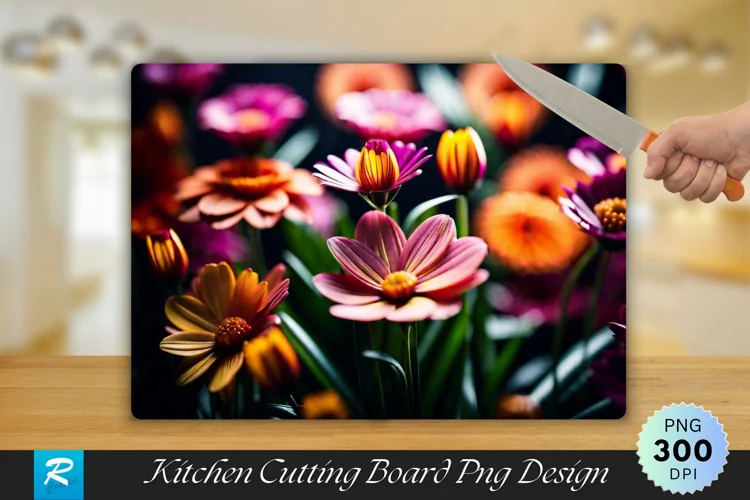 3D Flowers Cutting Board Sublimation Design