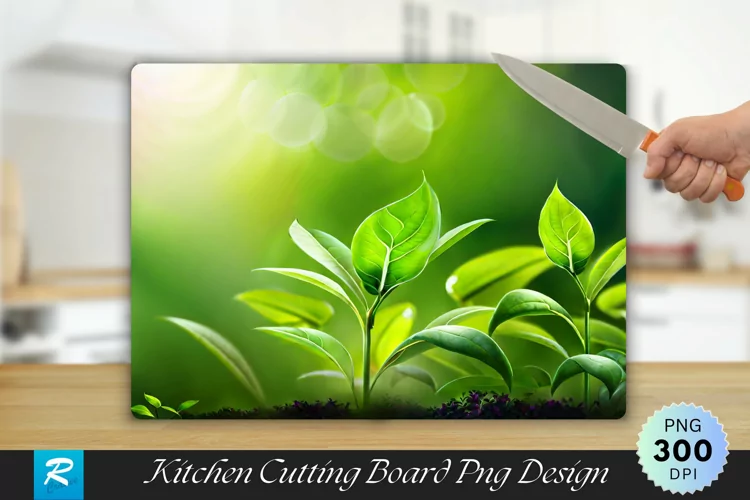 Tea Plant Cutting Board Sublimation Design