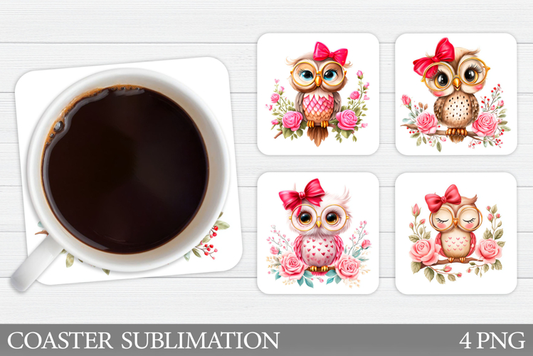 Cute Owl Coaster Design. Cute Owl Sublimation