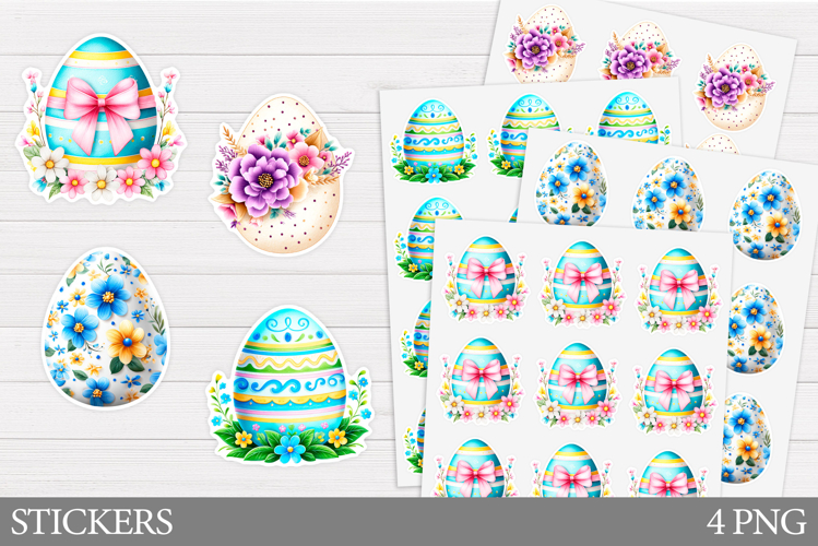 Easter Eggs Sticker Printable. Easter Sticker Design