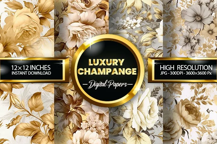 Luxury Champange Digital Papers - 04 Variations